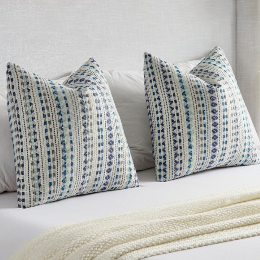 🪷NIB Blue & White Decorative Throw Pillow Covers 18x18", Set of 2, Chenille - Picture 4 of 6